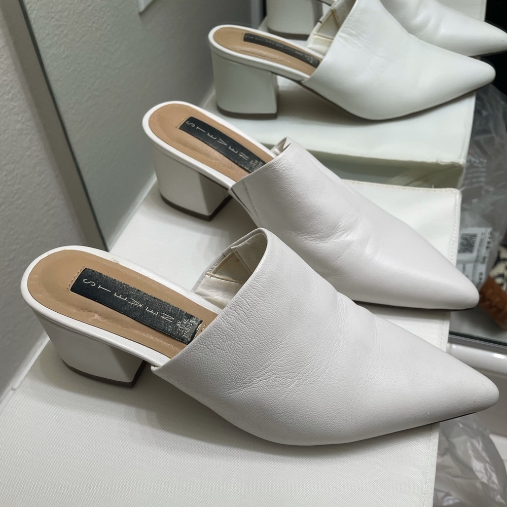 Steven by Steve Madden white leather mules size 6